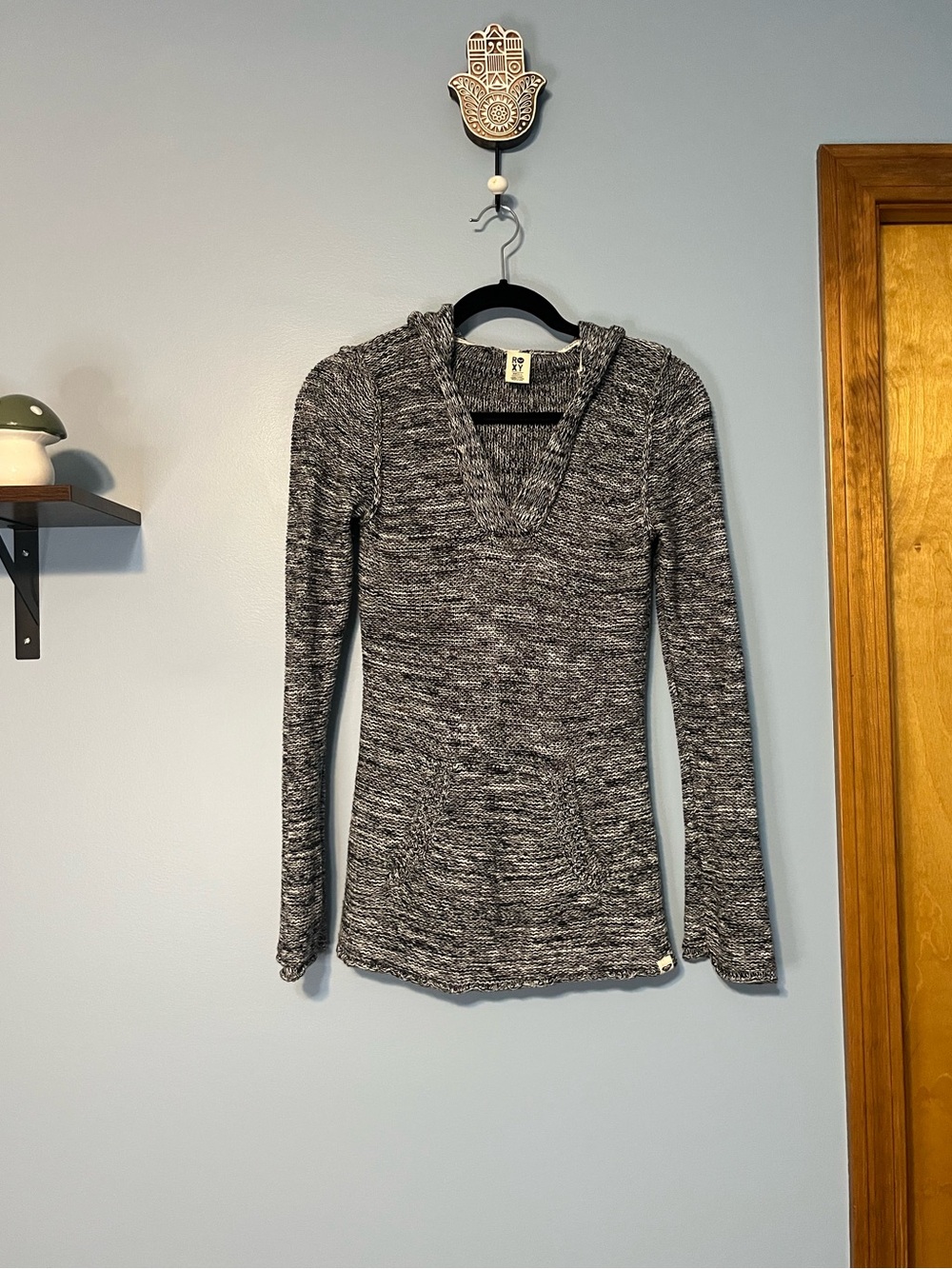 Vintage Roxy Marled Cotton Pullover Hoodie Sweater